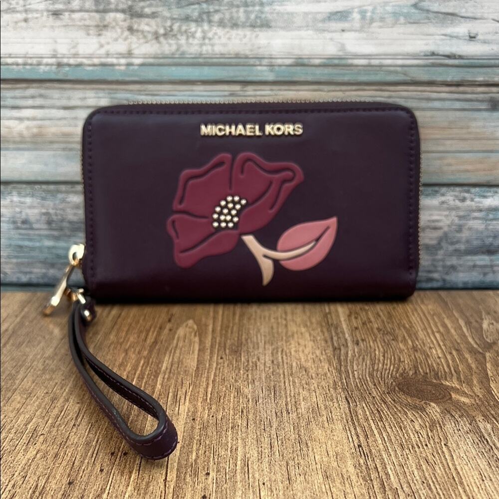 Michael Kors Leather Nouveau Floral Phone Case Wallet